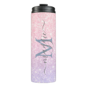 Glitzer Script Monogram Thermal Tumbler Thermosbecher