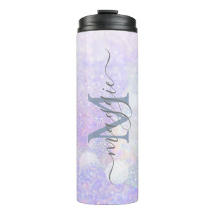 Glitzer Script Monogram Thermal Tumbler Thermosbecher