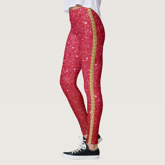 Glitzer-Seitenstreifen Leggings (Links)