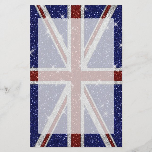 Glitzer Shiny Sparkle Union Jack Flag Briefpapier (Vorderseite)