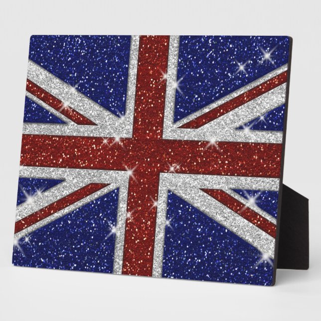 Glitzer Shiny Sparkle Union Jack Flag Fotoplatte (Seite)