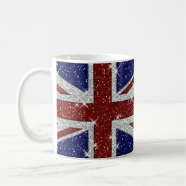 Glitzer Shiny Sparkle Union Jack Flag Kaffeetasse