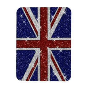 Glitzer Shiny Sparkle Union Jack Flag Magnet