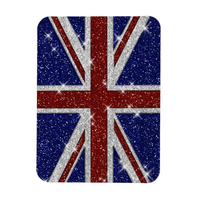 Glitzer Shiny Sparkle Union Jack Flag Magnet (Vertikal)