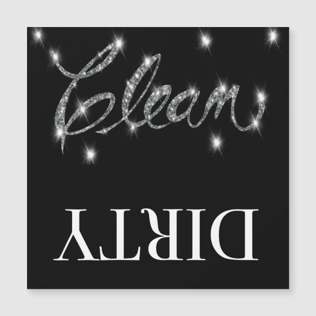 Glitzer sieht sauber dreckige Geschirrspülmaschine Magnetkarte (Vorderseite)