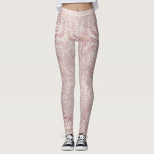 Glitzer-Silber-Bürsten-weißer rosa Rosen-Grill Leggings