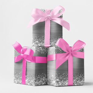 Glitzer Silber Faux Folie Geschenkpapier