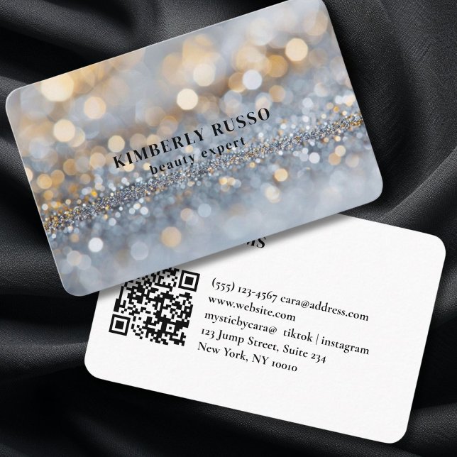 Glitzer, Silber, Goldsalon Visitenkarte (Glitter, Silver, Gold Salon Business Card)