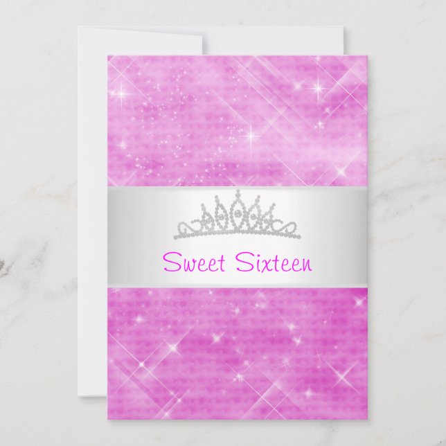 Glitzer-Silber-Juweltiara-Party 16 des Bonbon-16 Einladung (Vorderseite)