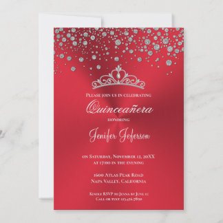 Glitzer silber Konfetti Quinceanera Einladung