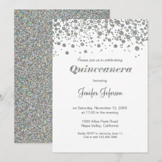 Glitzer silber Konfetti Quinceanera Einladung