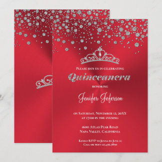 Glitzer silber Konfetti Quinceanera Einladung