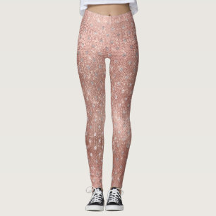Glitzer Silber Pinsel Punkte Rosa Rose Gold Funkel Leggings