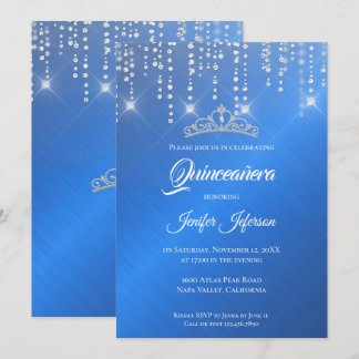 Glitzer Silber Tropfen Quinceanera Einladung
