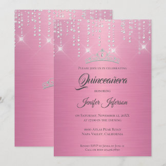 Glitzer Silber Tropfen Quinceanera Einladung