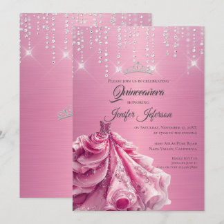 Glitzer Silber Tropfen Quinceanera Einladung