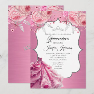 Glitzer Silber Tropfen Quinceanera Einladung