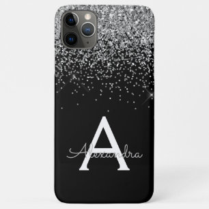 Glitzer Silver Black Luxury Monogram Case-Mate iPhone Hülle