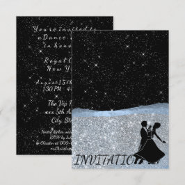 Glitzer Silver Blue Night Sky Startanz Party Einladung