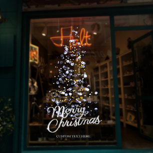 Glitzer Silver Christmas Tree Schaufenster Dekorat Fensteraufkleber