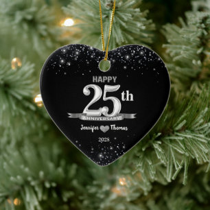 Glitzer Silver Custom zum 25. Hochzeitstag Keramik Ornament
