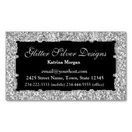 Glitzer Silver Elegance Magnetic Business Card Magnetische Visitenkarte