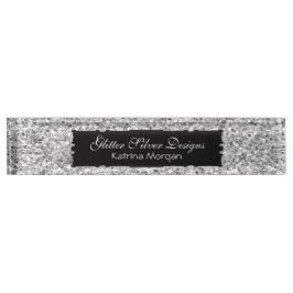 Glitzer Silver Elegance Namensplakette