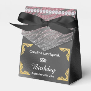 Glitzer Silver Foil Pink Zebra Print Birthday Geschenkschachtel
