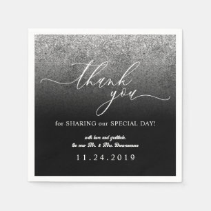 Glitzer Silver Minimalistische Dekoration Hochzeit Serviette