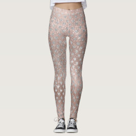 Glitzer Silver Pearl Hearts Rosa Rose Gold Funkeln Leggings
