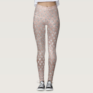 Glitzer Silver Pearl Hearts Rosa Rose Gold Funkeln Leggings