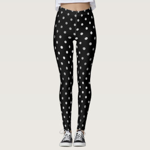 Glitzer Silver Polka Dots Black Delicate Funkelnd Leggings