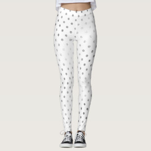 Glitzer Silver Polka Dots White Delicate Funkelnd Leggings