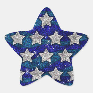 Glitzer Silver Stars Glitzer Blue Waves Sparkor Stern-Aufkleber