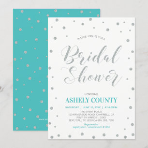 Glitzer Silver & Tiffany   Modernes Brautparty Einladung