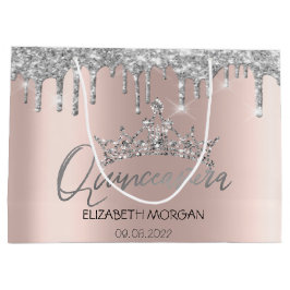 Glitzer Silver Tropfens Rose Gold Tiara Quinceañer Große Geschenktüte