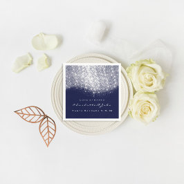 Glitzer Silver White Blue Navy Weiß Vielen Dank Serviette