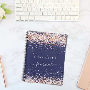Glitzer-Skriptjournal der Navy Blue-Rose Notizbuch