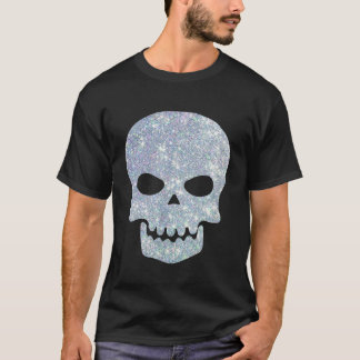 GLITZER SKULL SPOOKY SILVER SPARKLE T-Shirt