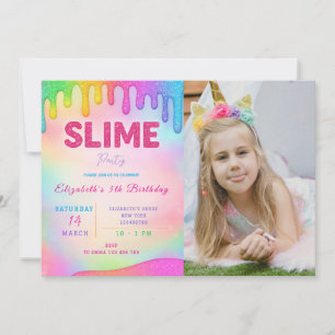 Glitzer Slime Geburtstag Einladung mit Foto