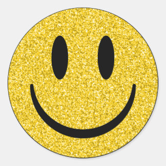 Glitzer Smile Face Runder Aufkleber