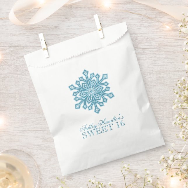 Glitzer Snowflake Aquamarin Sweet 16 Winter Wonder Geschenktütchen (Ausgeschnitten)
