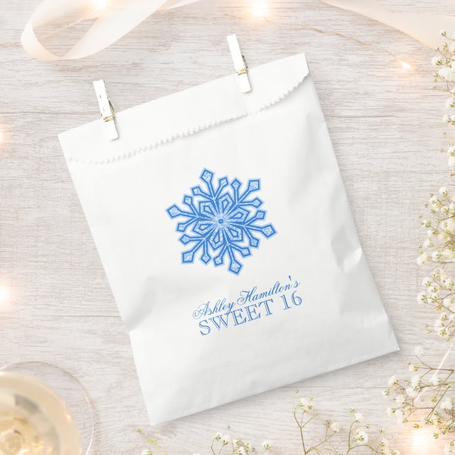 Glitzer Snowflake Blue Sweet 16 Winter Wonderland Geschenktütchen (Ausgeschnitten)
