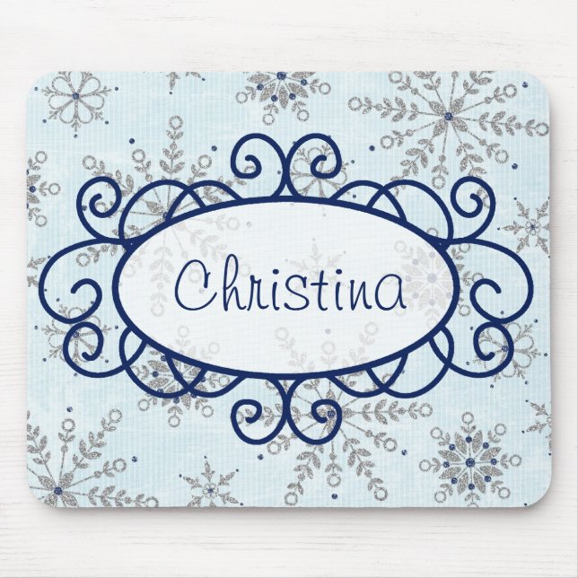 Glitzer Snowflakes Mousepad (Vorne)