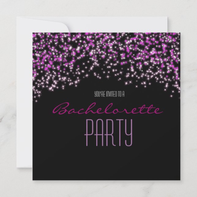 Glitzer Sparkle Black Pink Glam Party Einladungen (Vorderseite)