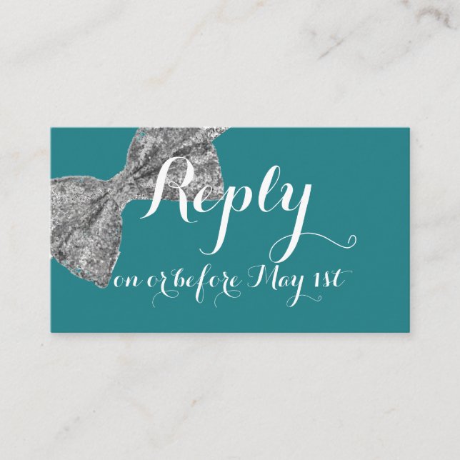 Glitzer Sparkle Bow RSVP-Karten Begleitkarte (Vorderseite)