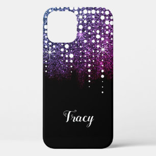 Glitzer Sparkle Drilling Rain Lila Pink Ombre Case-Mate iPhone Hülle