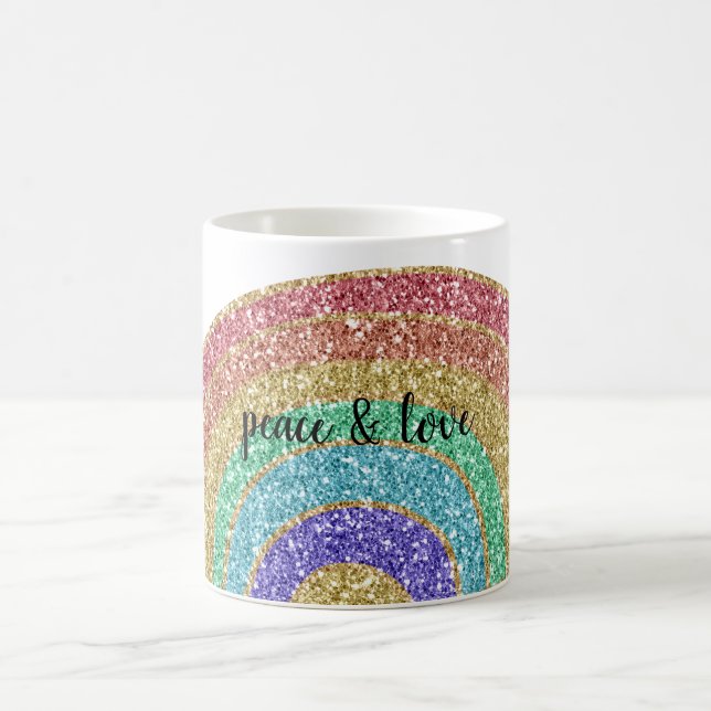 Glitzer Sparkle Gold Rainbow Kaffeetasse (Mittel)