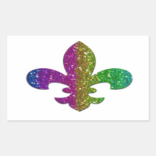 Glitzer Sparkle Lilie Multi Color Add Name Rechteckiger Aufkleber