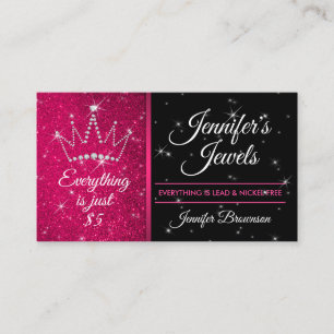 Glitzer Sparkle Pink Crown Schmuckzubehör Visitenkarte
